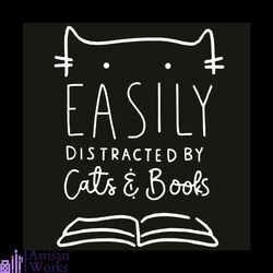 easily distracted by cats and books svg, trending svg, easily distracted svg, cats svg, books svg, cats and books svg, c