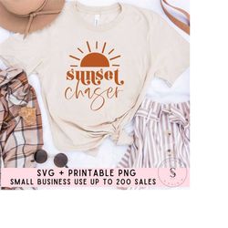 sunset chaser, take it easy, sunny days ahead, summer boho vintage spring, retro svg cut file dxf printable png silhouet