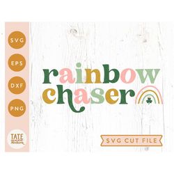 rainbow chaser svg cut file - retro st. patricks day svg, cute girly pink st. patricks png, spring rainbow svg- commerci