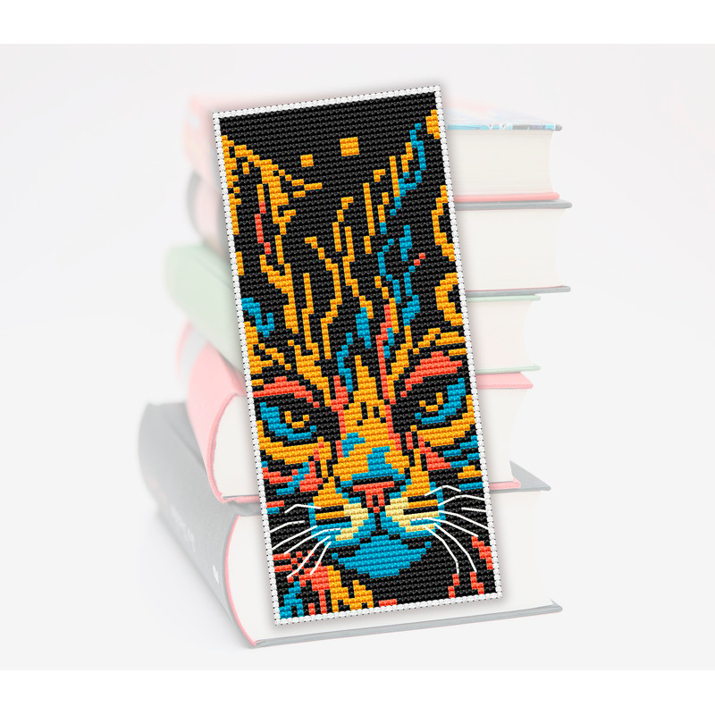 cross stitch bookmark pattern Cat