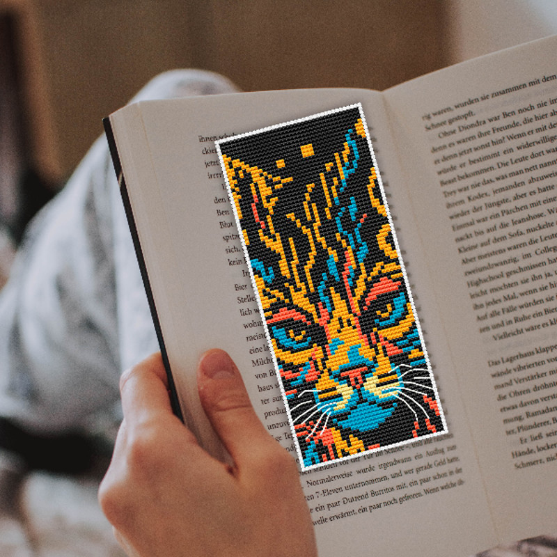 counted cross stitch bookmark pattern Cat