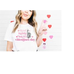 dead inside but it's valentines png, dancing skeleton, , retro, valentine's day sublimation, printable png, cricut subli