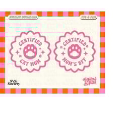 certified cat mom svg png file bundle, cat lover svg, cute design for t-shirt, pet bandana, sticker, keychain, tote bag,