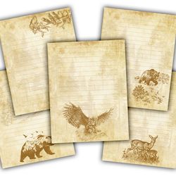 Stationery paper pack  Printable stationery Animals printable paper Jounk Journal  Journal page Journal kit
