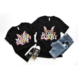 mama bunny daddy bunny shirt, matching easter shirts mom dad bunny retro mommy and me t-shirts cute first easter gift