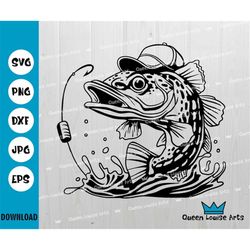 bass fishing svg, fishing svg, bass fish svg, bass clipart, bass vector, bass cricut, bass cut file, fish svg, fish hook