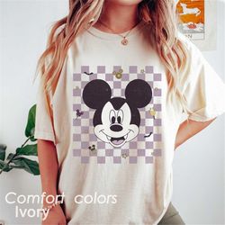 vintage mickey and friends halloween shirt, retro mickey halloween shirt, checkered disney shirt, checkered mickey shirt