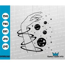 planets mystical svg boho magic png sky moon witch magic magic stars phase hands boho png dxf eps instant download cricu