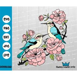 bird on flowers png,birds flower svg,arrival birds spring,cricut file printed stickers t shirt design glowforge sublimat