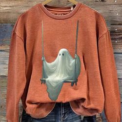 embroidered ghost sweatshirt, halloween sweatshirt, fall sweatshirt for women, halloween crewneck, g