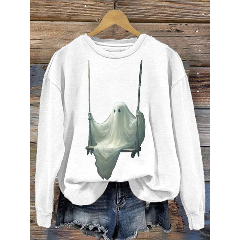 Embroidered Ghost Sweatshirt, Halloween Sweatshirt, Fall Sweatshirt for Women, Halloween Crewneck, Ghost Shirt, Spooky Season - 2.jpg