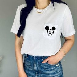 vintage mickey mouse pocket shirt, disney retro pocket size print shirts, mickey mouse pocket tees, disney trip shirt, d