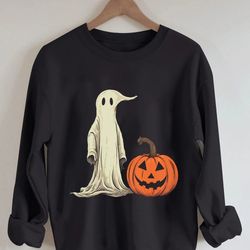 pumpkin ghost sweatshirt, halloween sweatshirt, fall sweatshirt for women, halloween crewneck, ghost