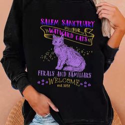 salem sanctuary for wayward cats print sweatshirt, tee, salem 1692 shirt, salem massachusetts shirt,