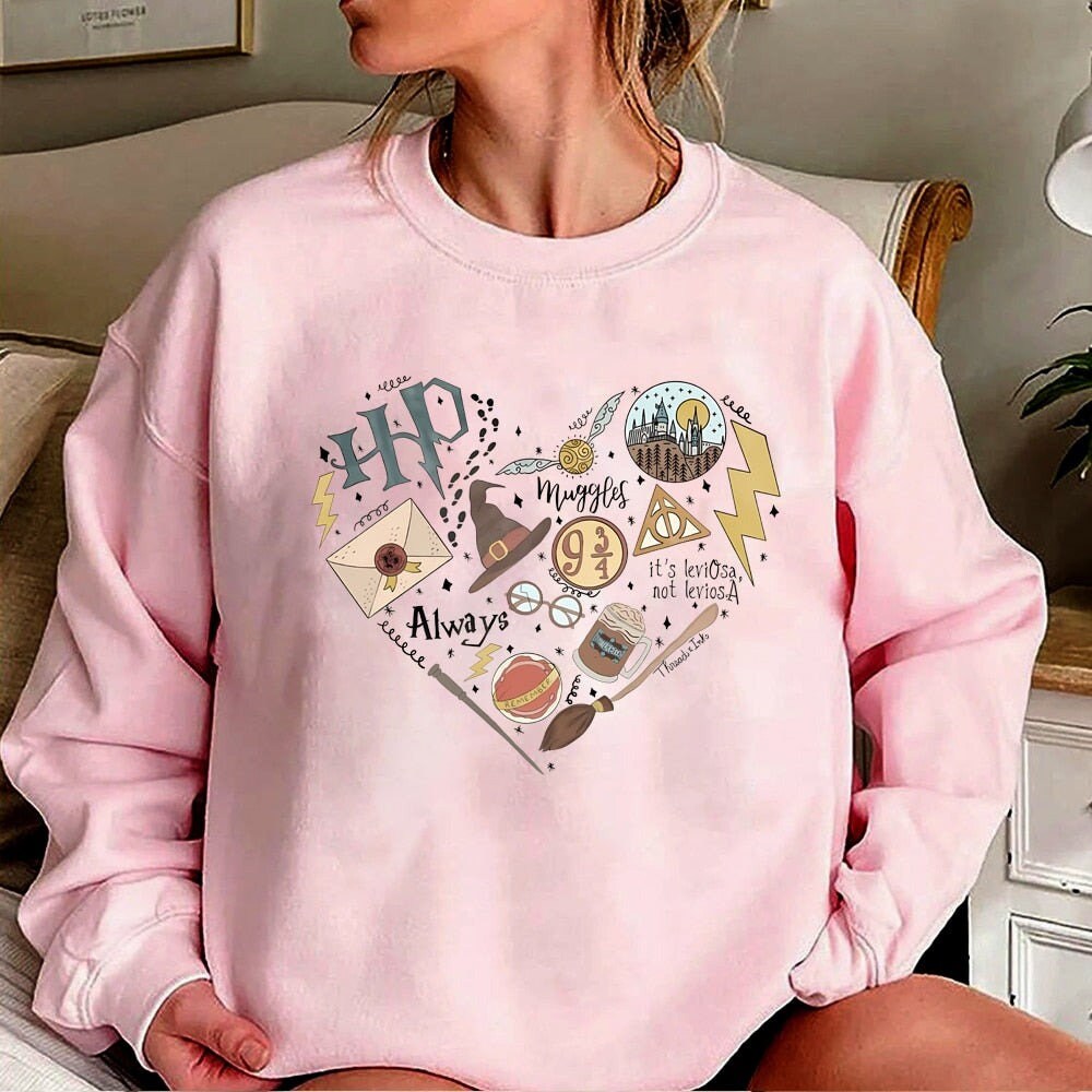 Sweatshirt Flying Car Magical Castle Hoodie Luna Love Good Potterhead HP Crewneck Sweatshirt Vacation Tops - 3.jpg