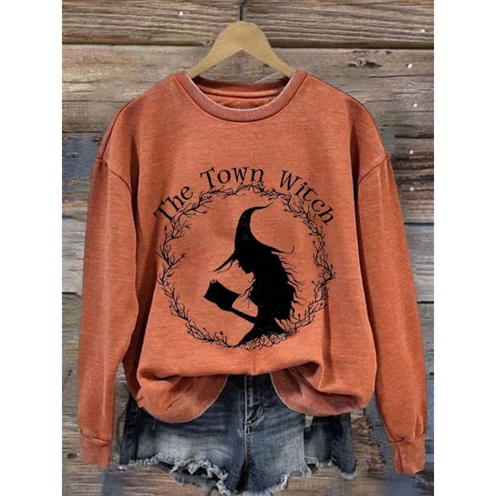 The Town Witch Print Round Neck Sweatshirt, Halloween Witch Shirt, Witch Trials Shirt, Salem Witch Shirt, Massachusetts Witch Trials Shirt - 2.jpg