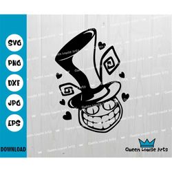 Fun smiling engry emoticon in a top hat svg,emoji,evil grin big smile, Halloween,dxf Silhouette Download Child Clipart F