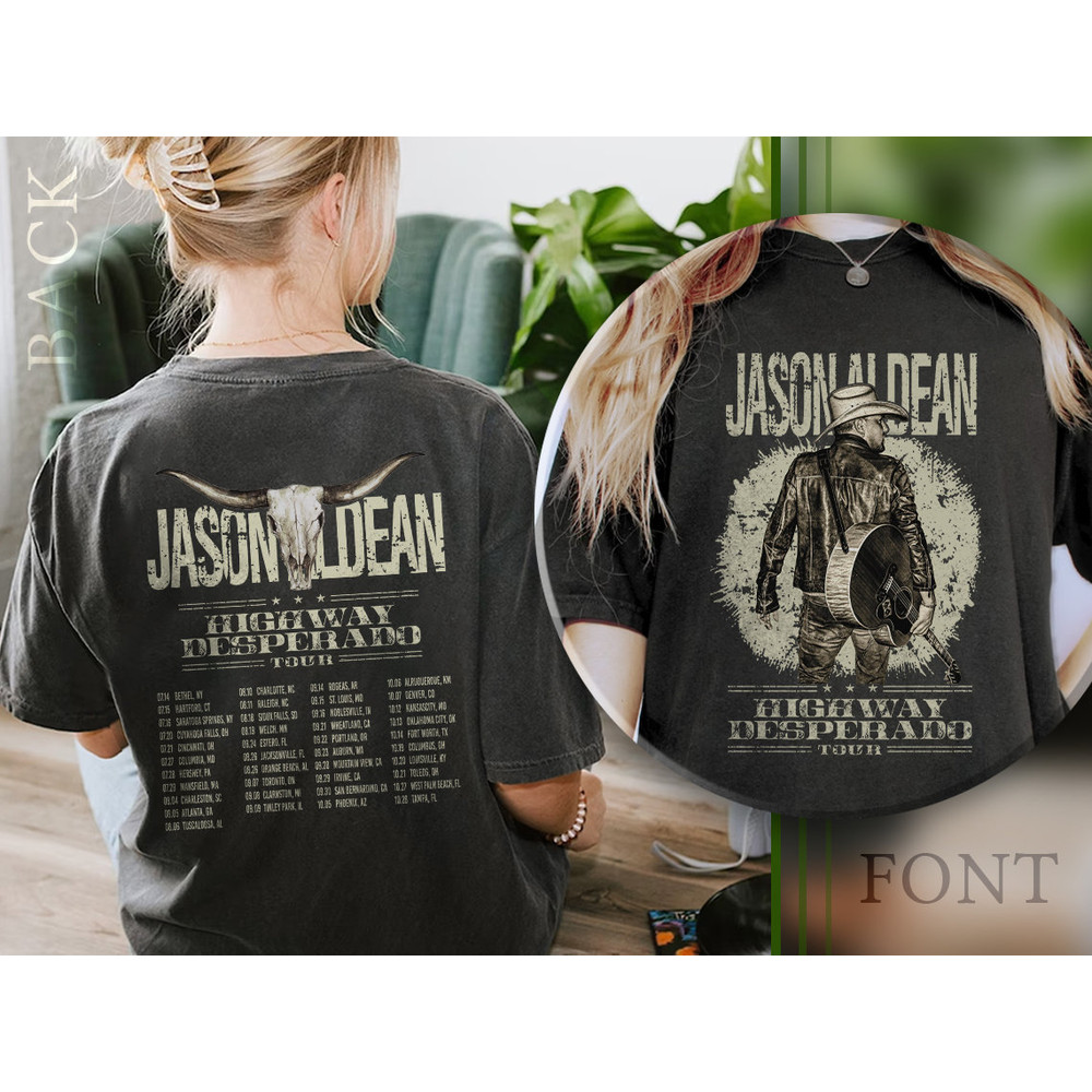 Comfort Colors® Jason Aldean Shirt, Jason Aldean Highway Desperado Tour Shirt, Try that in a small town Shirt, Jason aldean gift for fans - 3.jpg