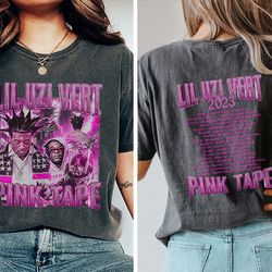 vintage lil uzi vert comfort colorsshirt, lil uzi vert pink tape tour shirt, 2023 pink tape tour gif