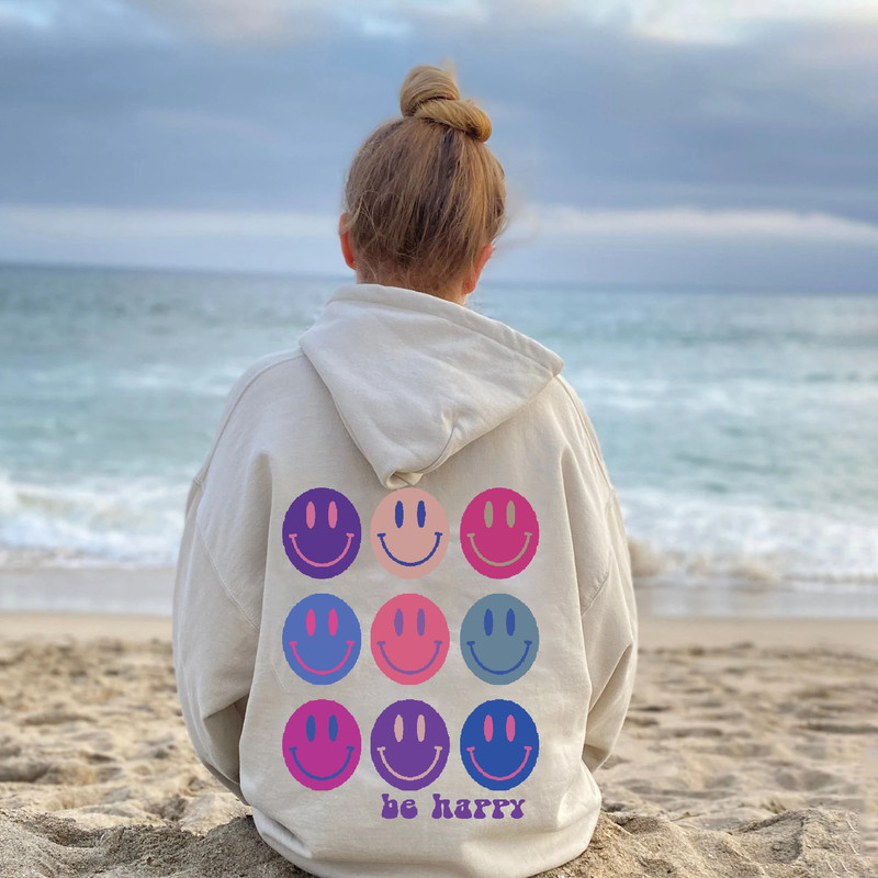 Be Happy Hoodie, Positive Quotes Hoodie, Trendy Hoodie, Oversize Hoodie, Smiley Face Hoodie, Aesthetic Clothes, Trendy Hoodies, Gift Hoodie - 1.jpg