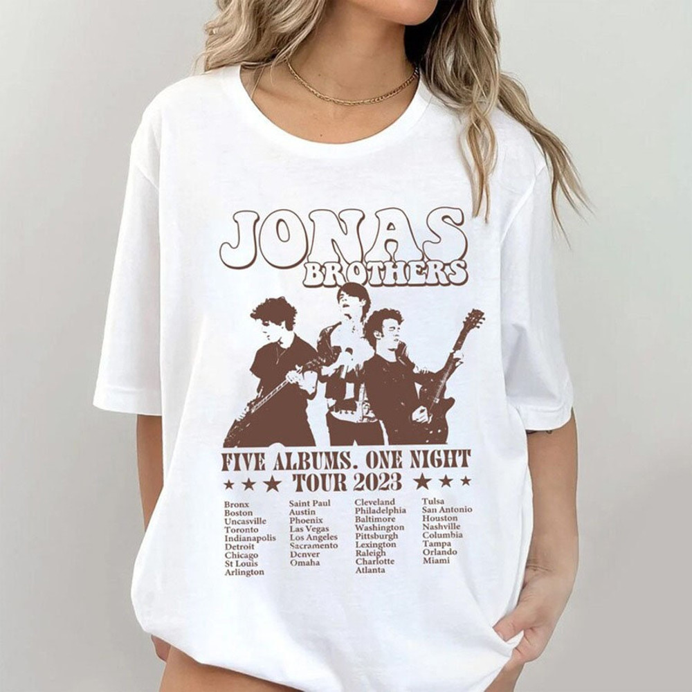 Retro Jonas brothers Tour 2023 Shirt, y2k Jonas Brother five albums one night shirt, Nick Joe Kevin Jonas , Jonas brother tour 2023 - 2.jpg