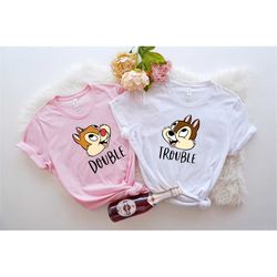 chip and dale shirt, double trouble shirt, disney couple shirts, disney family shirts, valentine's day shirt, disney vac