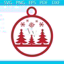 christmas ball with pine tree and snow svg, christmas svg, christmas ball svg, pine tree svg, ornament svg, christmas sn