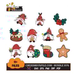 11 files santa gnomes christmas bundle svg, christmas svg, gnomes bundle