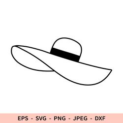 Hat Svg for Cricut Women's Elegant Hat dxf Female File for laser Outline Summer Hat Svg PNG