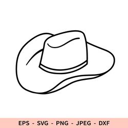 Cowboy Hat Svg for Cricut Men's Elegant Hat dxf Male File for laser Outline Hat Svg PNG