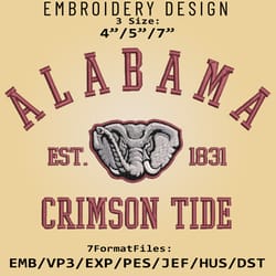 alabama crimson tide embroidery design, ncaa logo embroidery files, ncaa crimson tide, machine embroidery pattern