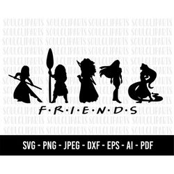cod1010- princess friends silhouette svg bundle, snow white svg, princess svg, princess svg files for cricut silhouette/