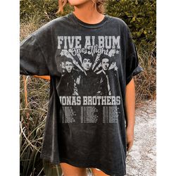 jonas five albums one night tour shirt, jonas brothers vintage 90s shirt, jonas brothers shirt graphic, jonas retro 90's