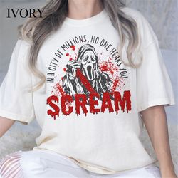 scream ghostface halloween shirt, no one hears you, scream movie tee, scream shirt, ghost face shirt, scary movie, horro