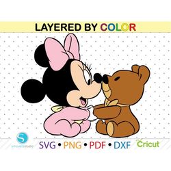 baby minnie mouse svg,baby minnie mouse clipart svg png dxf pdf jpg, minnie mouse for cricut,vector file svg, layered by