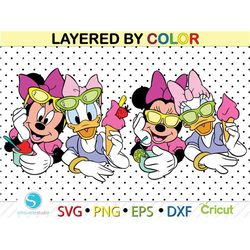 minnie mouse and daisy duck svg, minnie mouse clipart, daisy duck png, svg for cricut, minnie vector file, layered by co