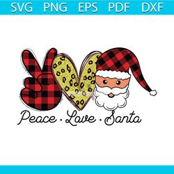 peace love santa plaid christmas png, christmas png, peace love santa png