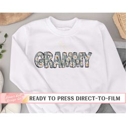 dtf transfers, ready to press, t-shirt transfers, heat transfer, direct to film, grandma dtf transfers, blue daisy gramm