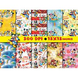 mickey mouse digital paper, minnie mouse seamless pattern, mickey minnie background, scrapbooking digital paper...