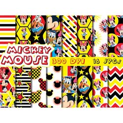 mickey mouse digital paper, minnie mouse, mickey family, mickey mouse paper background...