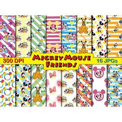 mickey mouse digital paper, minnie mouse, mickey minnie background,reapeted  seamless pattern, mickey mouse printables..