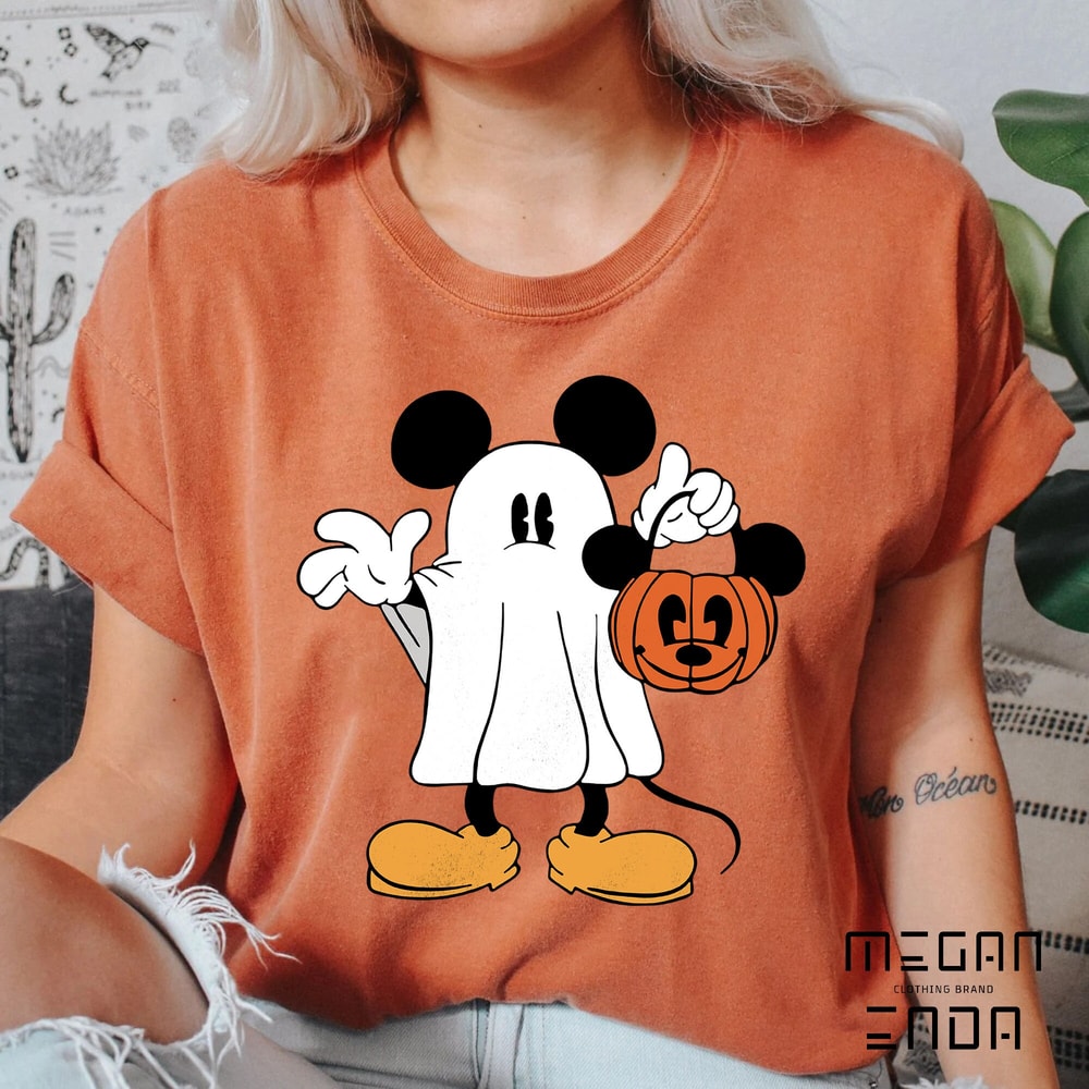 Comfort Colors Retro Disney Mickey Ghost Halloween Shirt, Mickey Spooky Shirt, Mickey Not So Scary Halloween Shirt, Halloween Pumpkin Shirt - 2.jpg