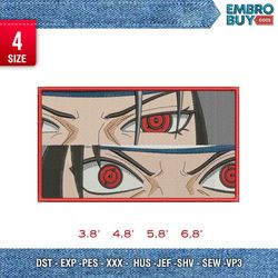 eye itachi sasuke / anime embroidery design/ anime design/ embroidery pattern/ design pes dst vp3  format