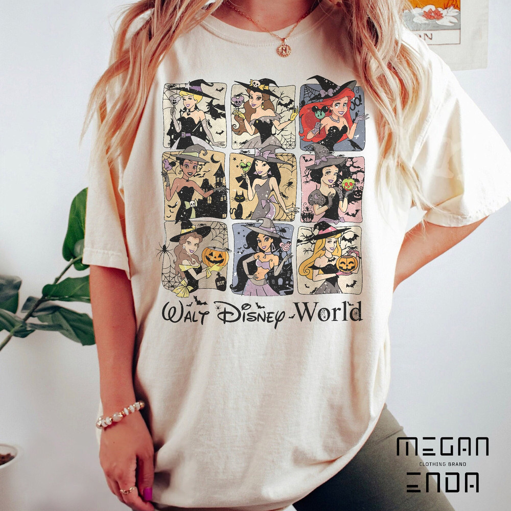 Comfort Colors® Vintage Disney Princess Halloween Shirt, Disney Halloween Shirt, Disney Princess Shirt, Disneyworld Shirts, Disneyland Shirt - 1.jpg