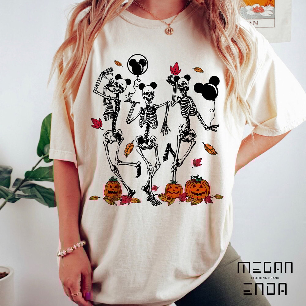 Dancing Skeleton Halloween Comfort Colors Shirt, Pumpkin Halloween Shirt, Pumpkin Shirt, Fall Shirt, Spooky Season, Disney Mickey Ears Shirt - 1.jpg