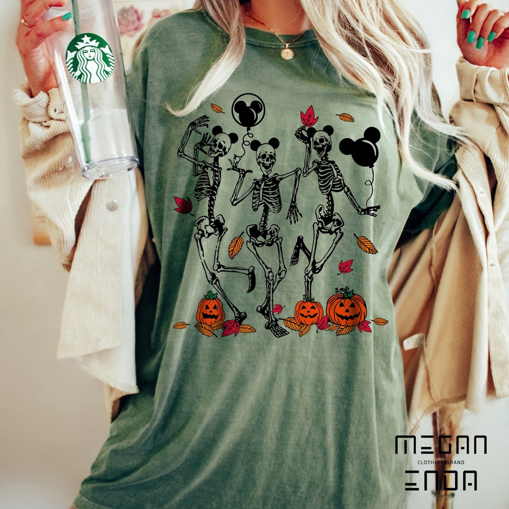 Dancing Skeleton Halloween Comfort Colors Shirt, Pumpkin Halloween Shirt, Pumpkin Shirt, Fall Shirt, Spooky Season, Disney Mickey Ears Shirt - 2.jpg