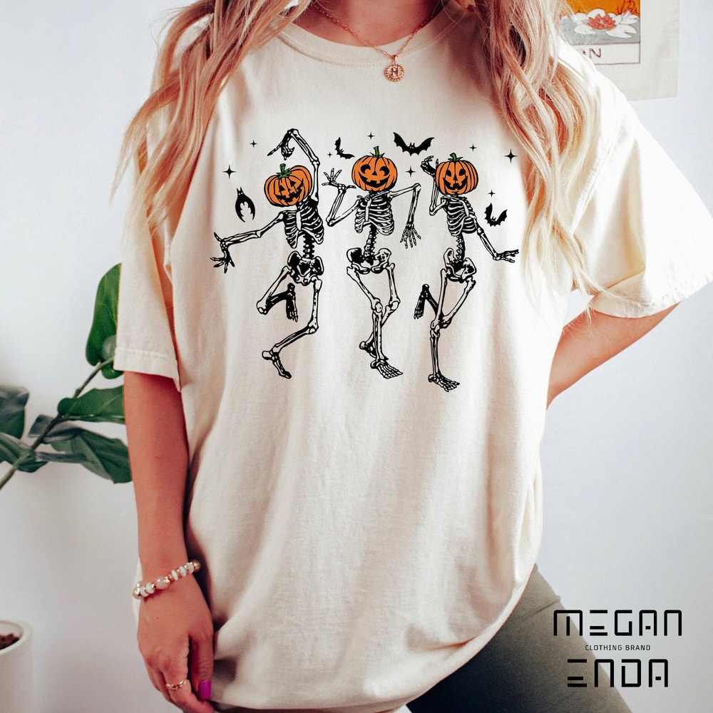 Dancing Skeleton Halloween Comfort Colors Shirt, Skeleton Halloween Shirt, Pumpkin Halloween Shirt, Pumpkin Shirt, Fall Shirt, Spooky Season - 5.jpg
