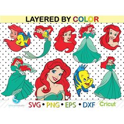 ariel svg, ariel bundle svg, ariel png pdf dxf svg, princess bundle svg, cut file, instant download, ariel svg file, sv