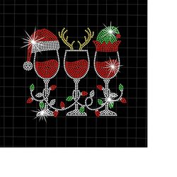 deer santa hat wine glasses bling xmas lights png, wine glasses christmas png, wine glasses santa hat png, wine glasses