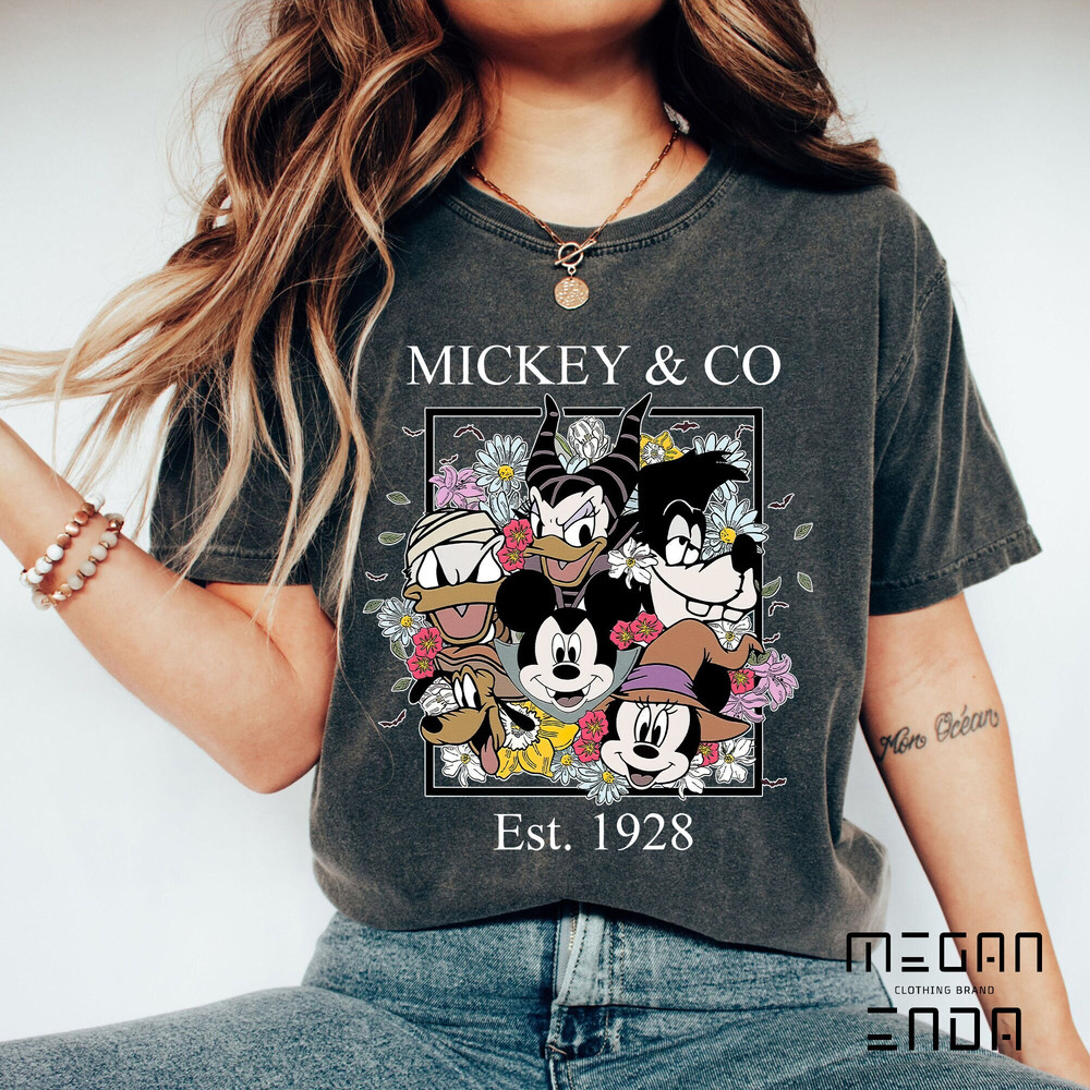 Halloween Shirt, Disney Halloween Shirt, Mickey and Friends Floral Halloween Shirt, Disney Spooky Shirt, Disney Halloween Party Shirt - 2.jpg